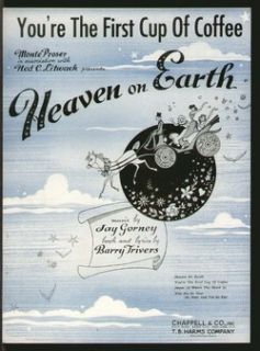 Heaven on Earth 1948 Youre The First Cup of Coffee Vintage Sheet