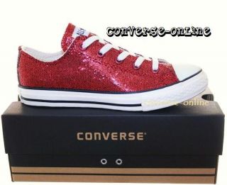 Youths Converse All Star® Red Glitter Party Size UK 10