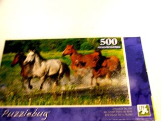 New Puzzlebug 500 Piece Jigsaw Puzzle Meadow Splash Horses