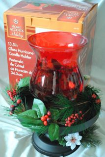 Holiday Glass Hurricane Candle Holder by Home Accents