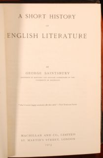 1913 Short History English Literature George Saintsbury