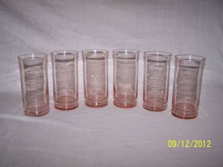 Thick Peach Depression Glass Vintage Libbey Water Glasses