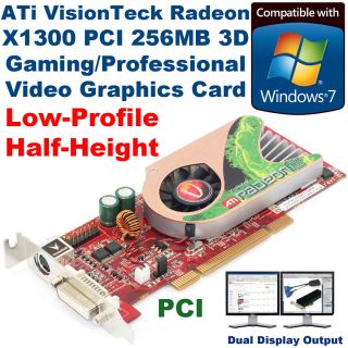  X1300 PCI Low Profile 256MB DVI s Video 3D Gaming Graphics Card