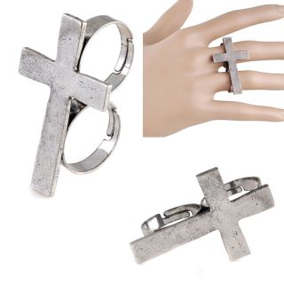 Vintage Ladies Bronze Gold Cross Double Two Finger Rings Free