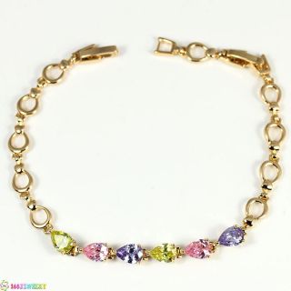  Colorful Topaz Silver 18K Gold Gemsto Jewelry Bracelet B743