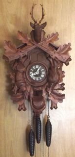 Vintage German Black Forest Double Door Hunters Cuckoo Clock Musical