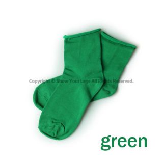 green cotton ankle socks