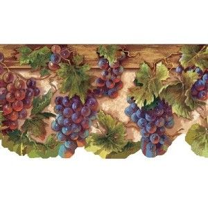 Wallpaper Border Tuscan Grapevine Leaves Purple Grapes