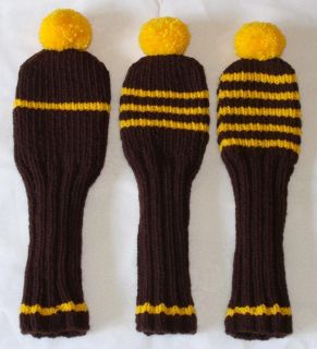 Golf Club Head Covers Hand Knit Knitted Generous Size Ready to Mail