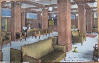 1910 PC Park Hotel Lobby Interior Great Falls Montana