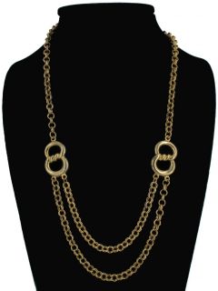 New Gold Tone 2 Strand Chain Link Necklace