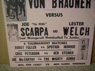 GA Wrestling Poster Joe Scarpa Buddy Fuller Ann Casey Gloria Swenson