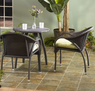 Hudson Outdoor Patio Resin Wicker Bistro Dining Chair and Table 3