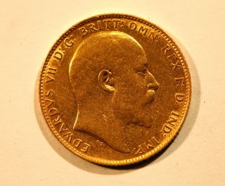 1904 Edward VII British Gold Sovereign Coin