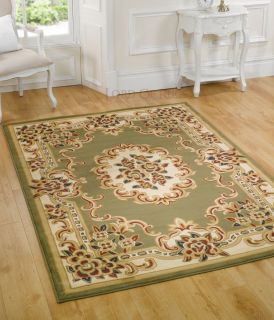 Very Large Traditional Classic Runner Green Rug Carpet