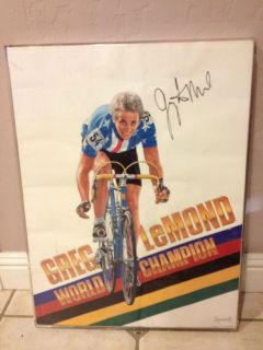 RARE Greg Lemond World Champion Autographed 18x24 Cycling Poster