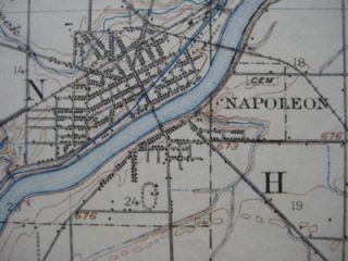 1908 Railroad Map Napoleon Ohio Miami Erie Canal Henry County Holgate