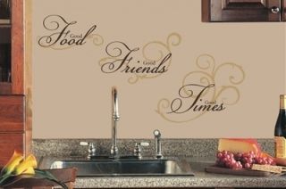 Good Food Good Friends Good Times Reusable Wall Decals Kitchen Dining