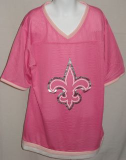 New Orleans Saints Football Youth Girls Jersey Saints Logo Small Pink