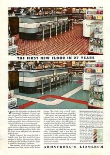 1950 armstrong s linoleum floor drug store vintage ad  9 95