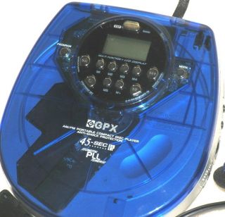  transparent Blue GPX AM/FM Portable CD Player +Cassette adapter+ CASE
