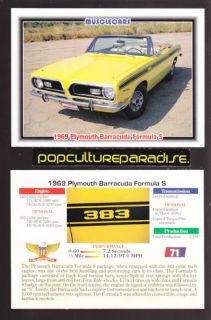 1969 Plymouth Barracuda Formula s Convertible Car Card