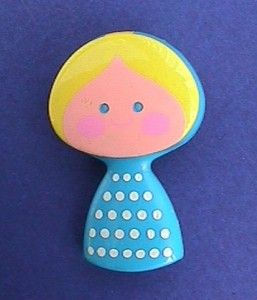 Avon Fragrance Glace Pin Blonde Small World Girl Childs Lapel PAL