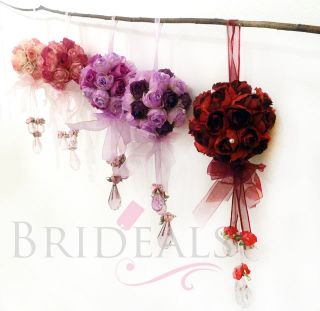 10x Silk Rose Wedding Flower Kissing Ball Arch Decoration Pink Fuchsia