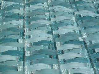 Aqua Curved Mosaic Glass Tile / 22 sq ft / Kitchen Backsplash Bathroom