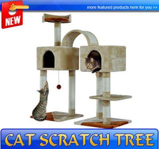  Cat Scratcher 46 Cat Tree Two Condo Post Tower Toy Pet Furniture