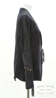 Glen Arthur for Chester Midnight Blue Suede Gold Studded Jacket Size