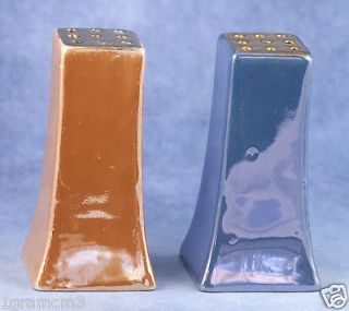  Porcelain Blue & Peach Lusterware Salt & Pepper Shakers Made In Japan