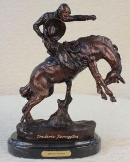Frederic Remington The Cowboy Bronze Sculpture on Marble Base