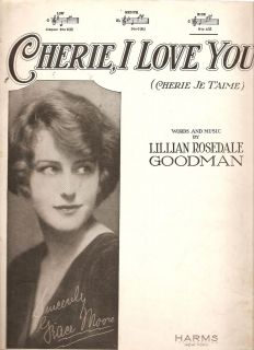   music Cherie I Love You Grace Moore Lillian Rosedale Goodman 1926