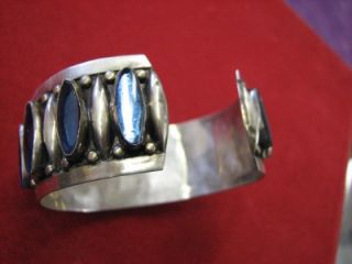 Vintage Sterling 925 Bracelet w Blue Stones Makers Mark JFG