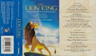 The Lion King Hans Zimmer Disney Original Soundtrack Cassette 1994 In