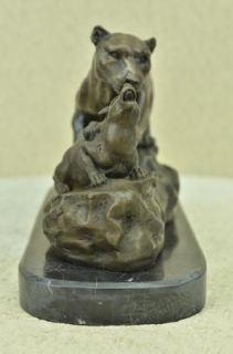 Attack Roar Mountain Lion Statue Bronze A Wolf Art Deco Marble