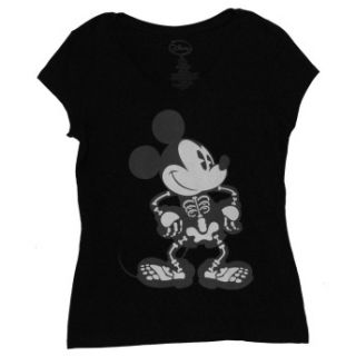 Mickey Mouse Disney Glow in The Dark Cartoon Juniors Babydoll T Shirt