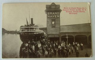  Piano Cos Picnic on Steamer E G Grosby Grand Haven MI Postcard
