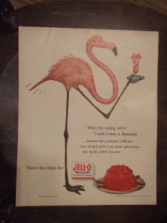 Vintage 1950s Pink Flamingo Jello Jell O Ad
