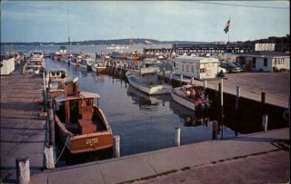 Greenport Long Island NY Mitchells Marina Harbor Boats Postcard