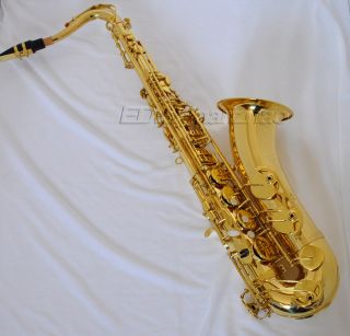 Professional new gold Bb tenor saxophone with sax mouthpiece case