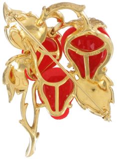 Vintage Marvella Strawberry Pin Brooch Red Gold Tone RARE Signed Fruit