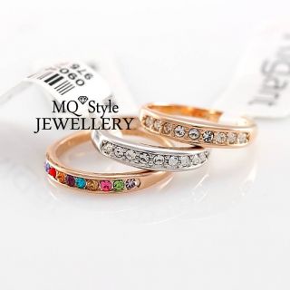 18K Gold Plated GP Colorful OL Zircon Crystal Ring 3 Colors Y002