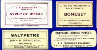 20 1890s Drugstore Pharmacy PA Medicine Bottle Labels