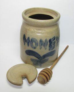 Vintage B Stebner Pottery Hartville Ohio Glazed Stoneware Honey Pot