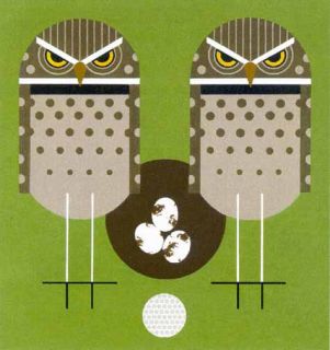 Charles Charley Harper Birdie for The Owl Golf Fan Certificate of Auth
