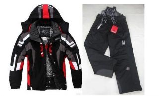Black Mens Ski Suit Jacket Coat Pants Snowboard Clothing s XXL EMS