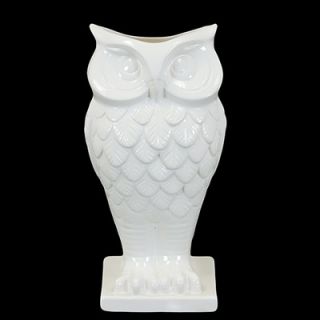 Urban Trends 13.5 White Ceramic Owl Vase