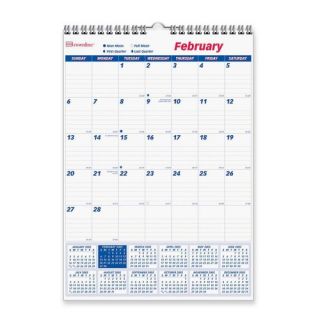 Brownline One Month Per Page Twin Wirebound Wall Calendar, 12 x 17,
